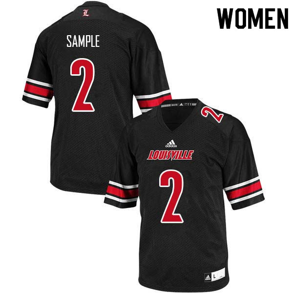 Women Louisville Cardinals #2 James Sample College Football Jerseys Sale-Black